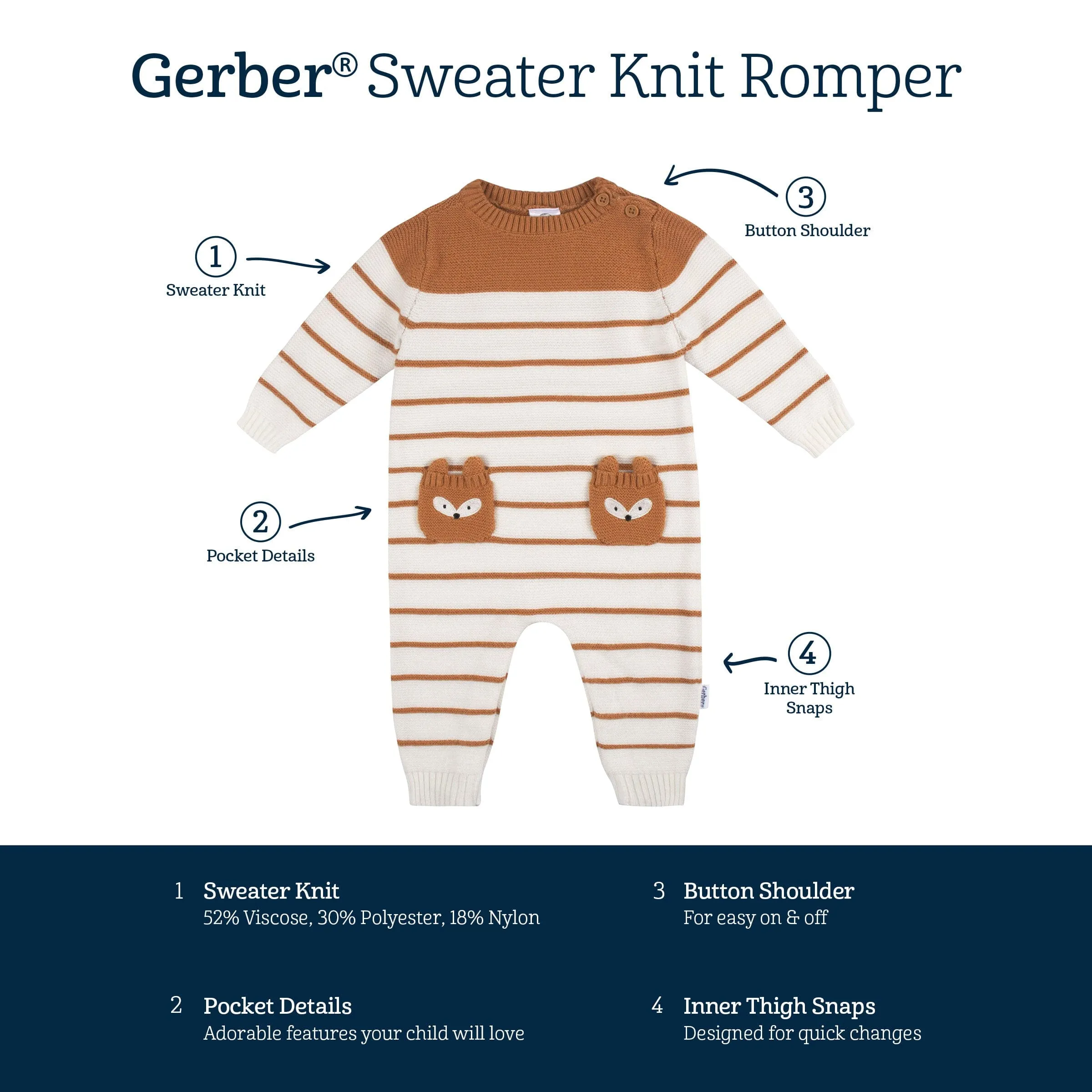 Baby Boys Fox Sweater Knit Romper