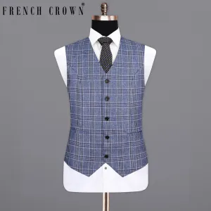 Bayoux Blue Plaid Waistcoat