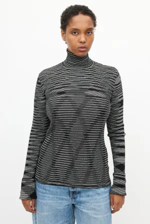 Black & White Stripe Turtleneck Top