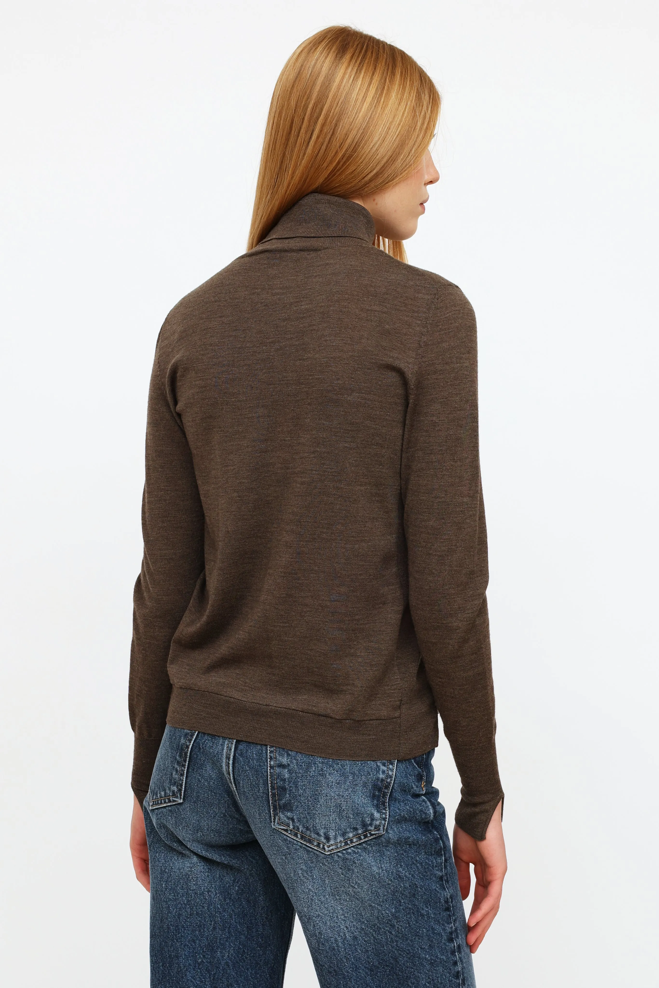 Brown Wool Turtleneck Top