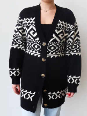 Brunette Fair Isle Oversize Knit Cardigan