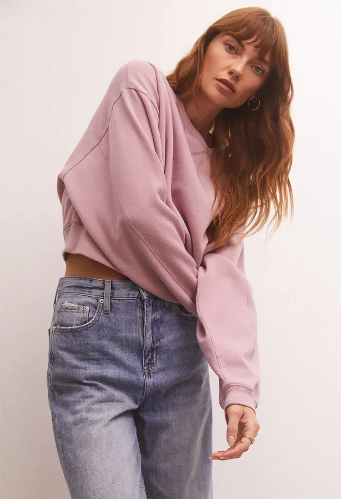 Classic Crew Sweatshirt-Shadow Mauve