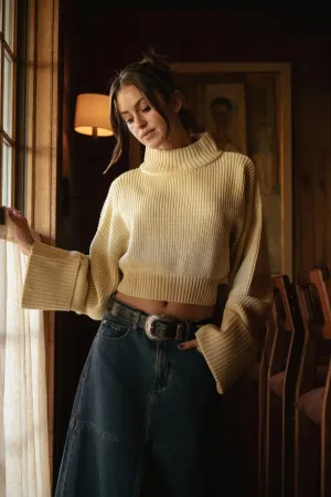 Cropped Turtle Neck Sweater Wheat