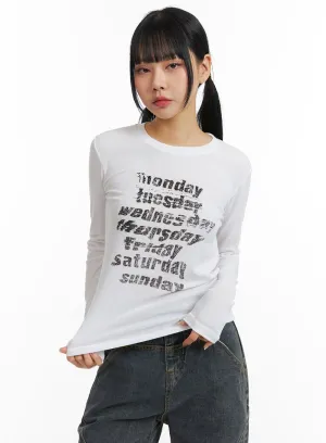 Everyday Graphic Lettering Slim Fit Long Sleeve CJ411