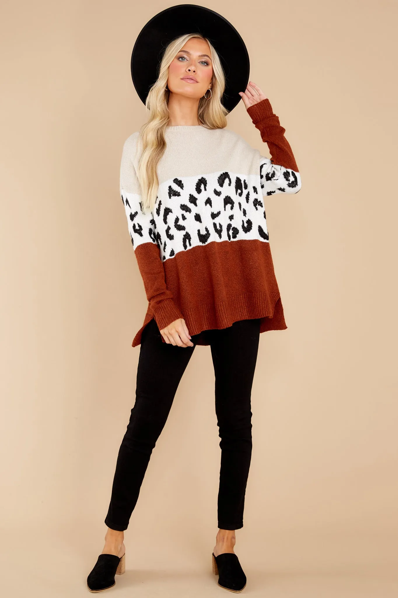 Feelin' Edgy Oatmeal Leopard Print Sweater