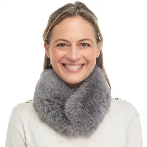 Franchetti Bond Agala Faux Fur Collar in Grey