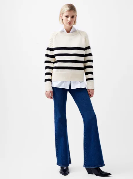 French Connection Quinley Striped Jumper - Classic Cream/Black