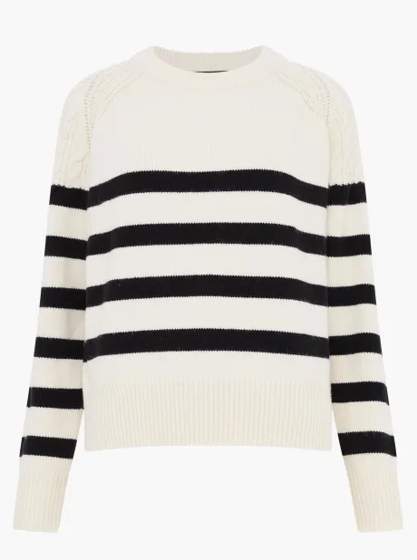 French Connection Quinley Striped Jumper - Classic Cream/Black