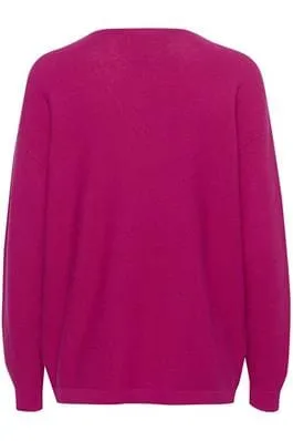 FUCHSIA V NECK COTTON SWEATER