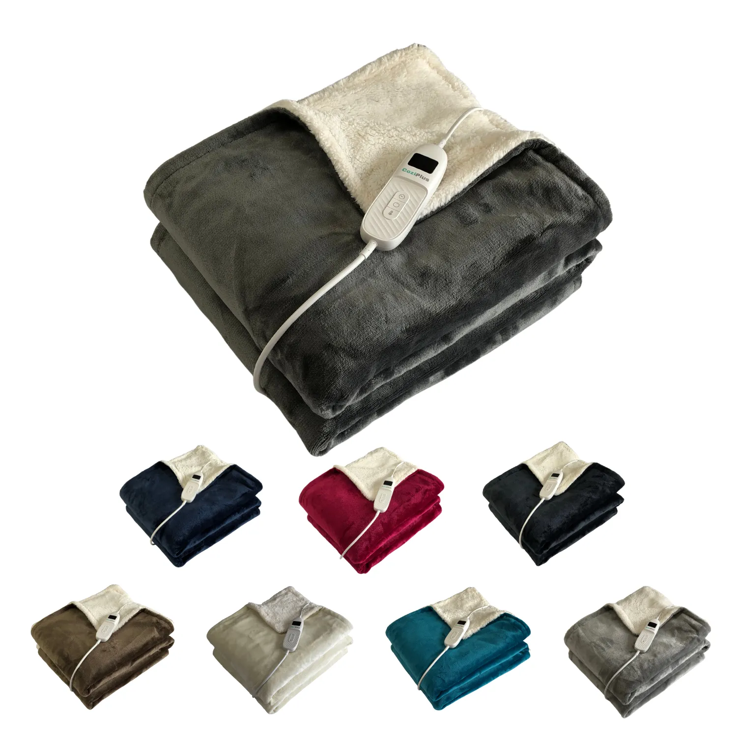 Grey Electric Heated Sherpa Throw