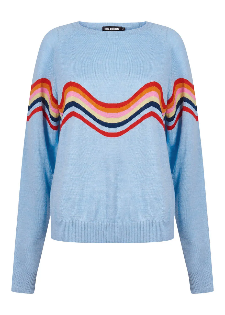 House of Holland Wavy Peace Cut Out Jumper (Blue)