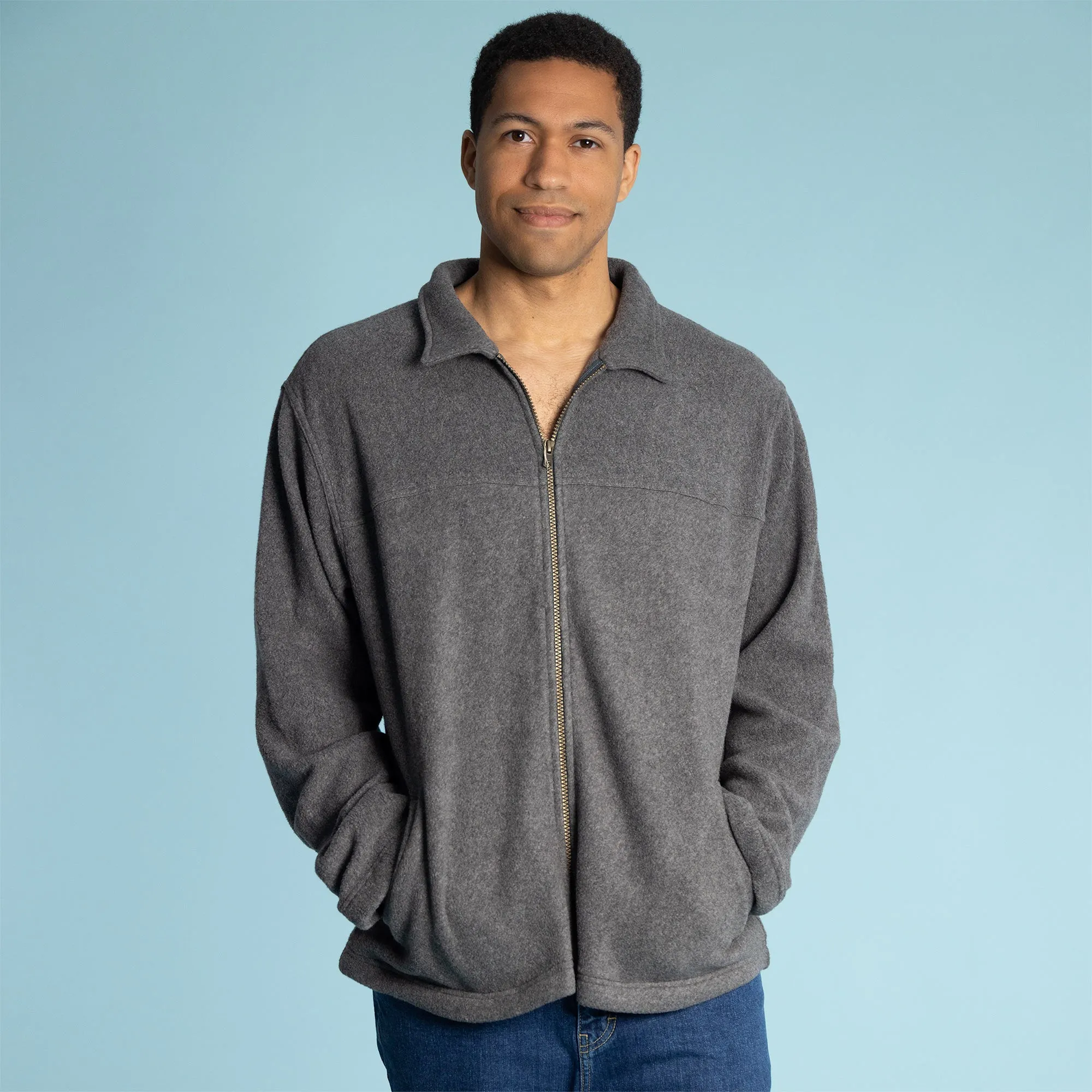 MAGIC MOUNTAIN 100% Organic Cotton Fleece Zippered Collar Jacket (Unisex)