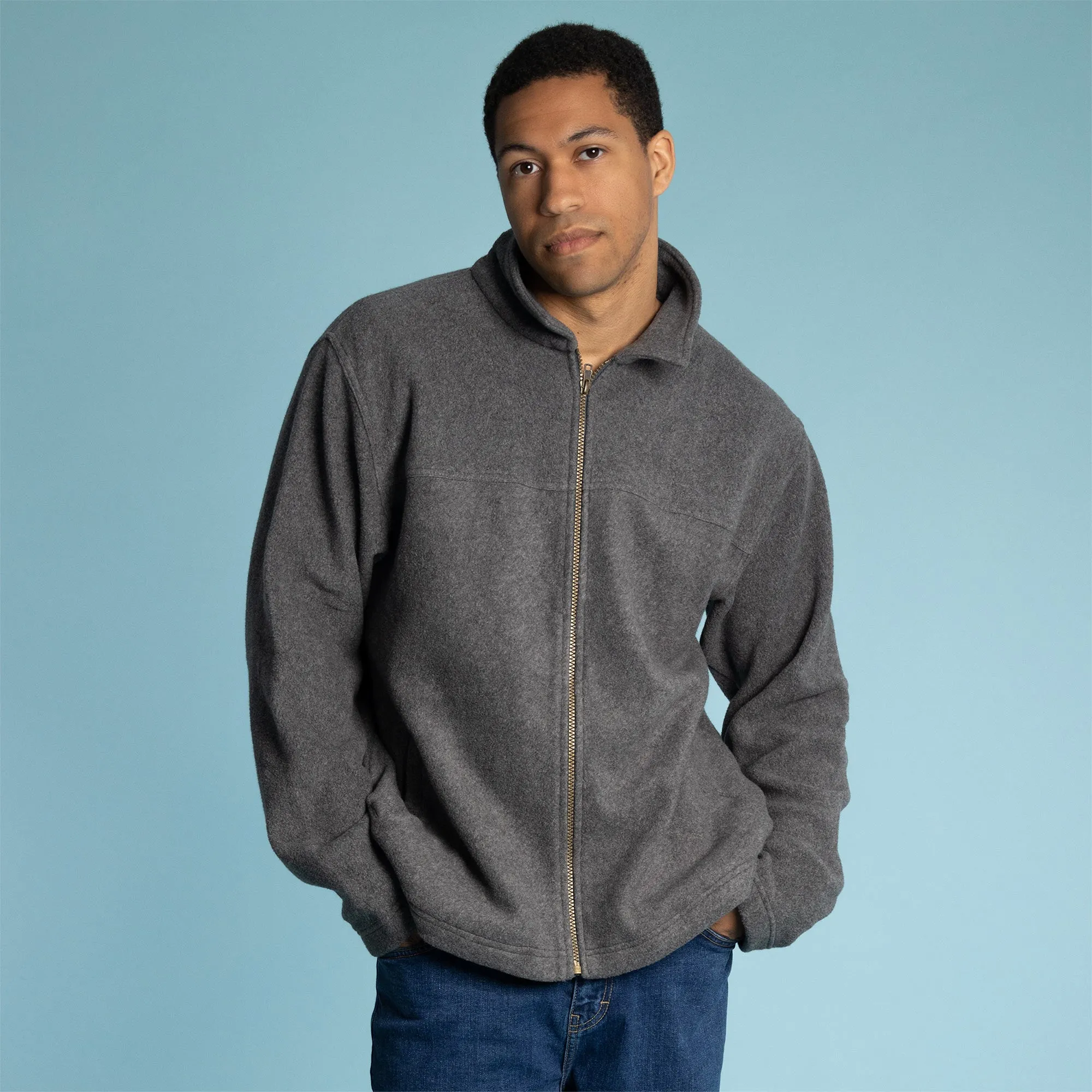 MAGIC MOUNTAIN 100% Organic Cotton Fleece Zippered Collar Jacket (Unisex)