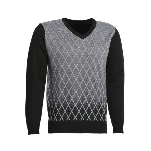 Man’s V-Neck Knitted Sweater With Diamond Print