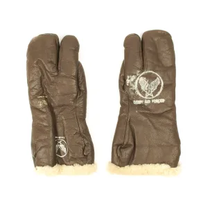 Original U.S. WWII Army Air Force A-9 Leather Flying Mitten Gloves - Medium Size