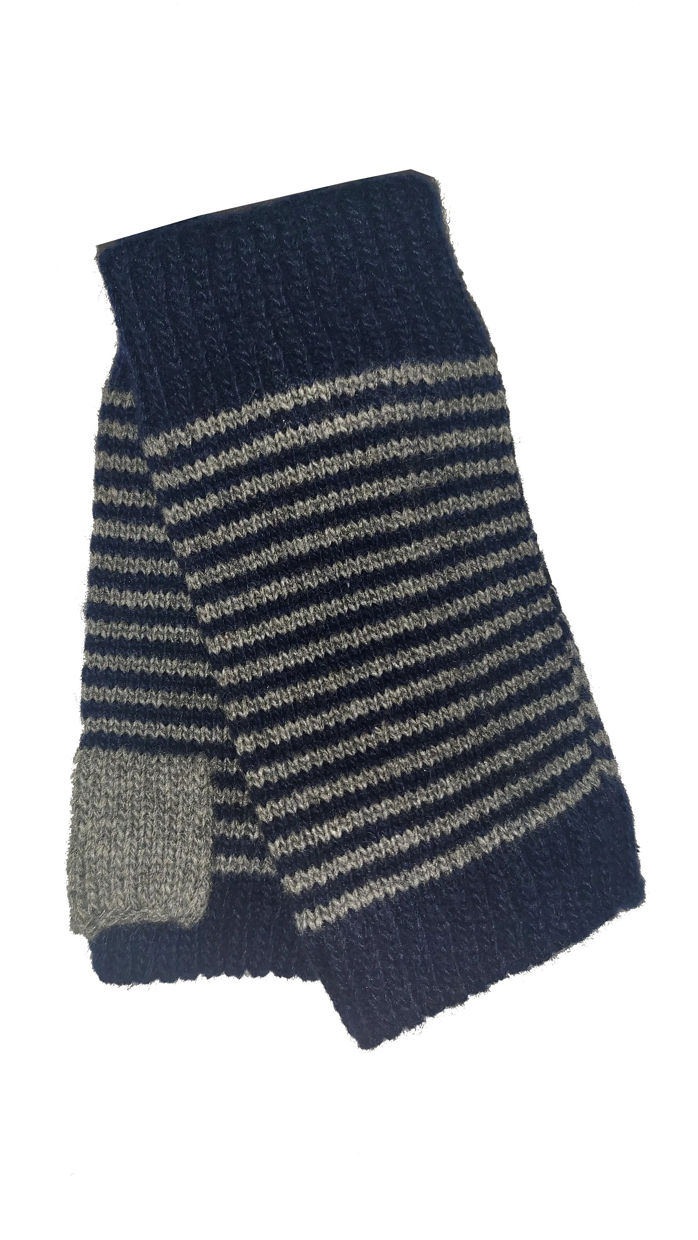 Striped Fingerless Mittens - G16