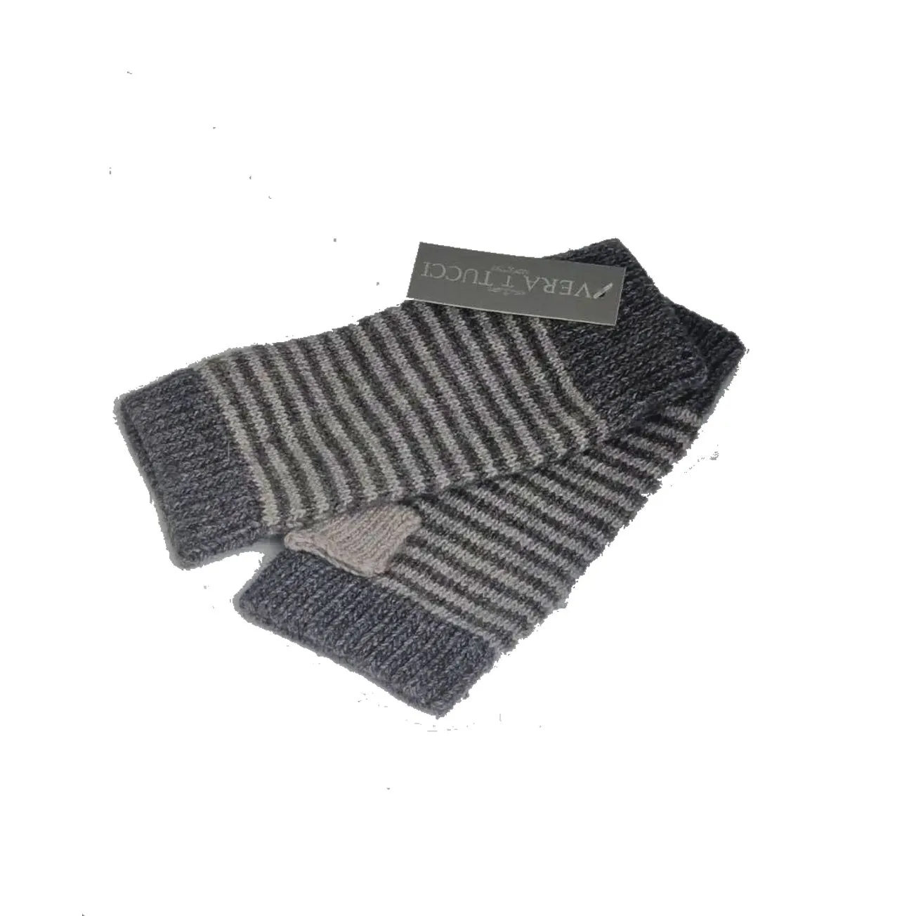 Striped Fingerless Mittens - G16