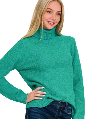 Turtle Neck LS Sweater in Ash Green by Zenana