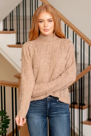 Turtleneck Surplice Hem Sweater Pullover - Mocha