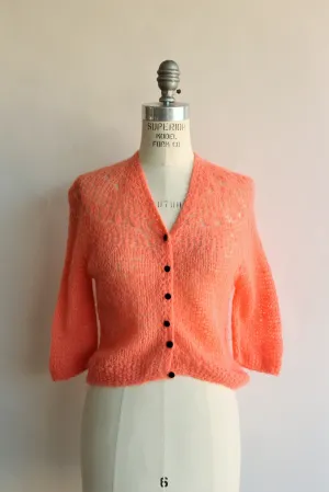 Vintage 1960s 1970s Orange Cardigan