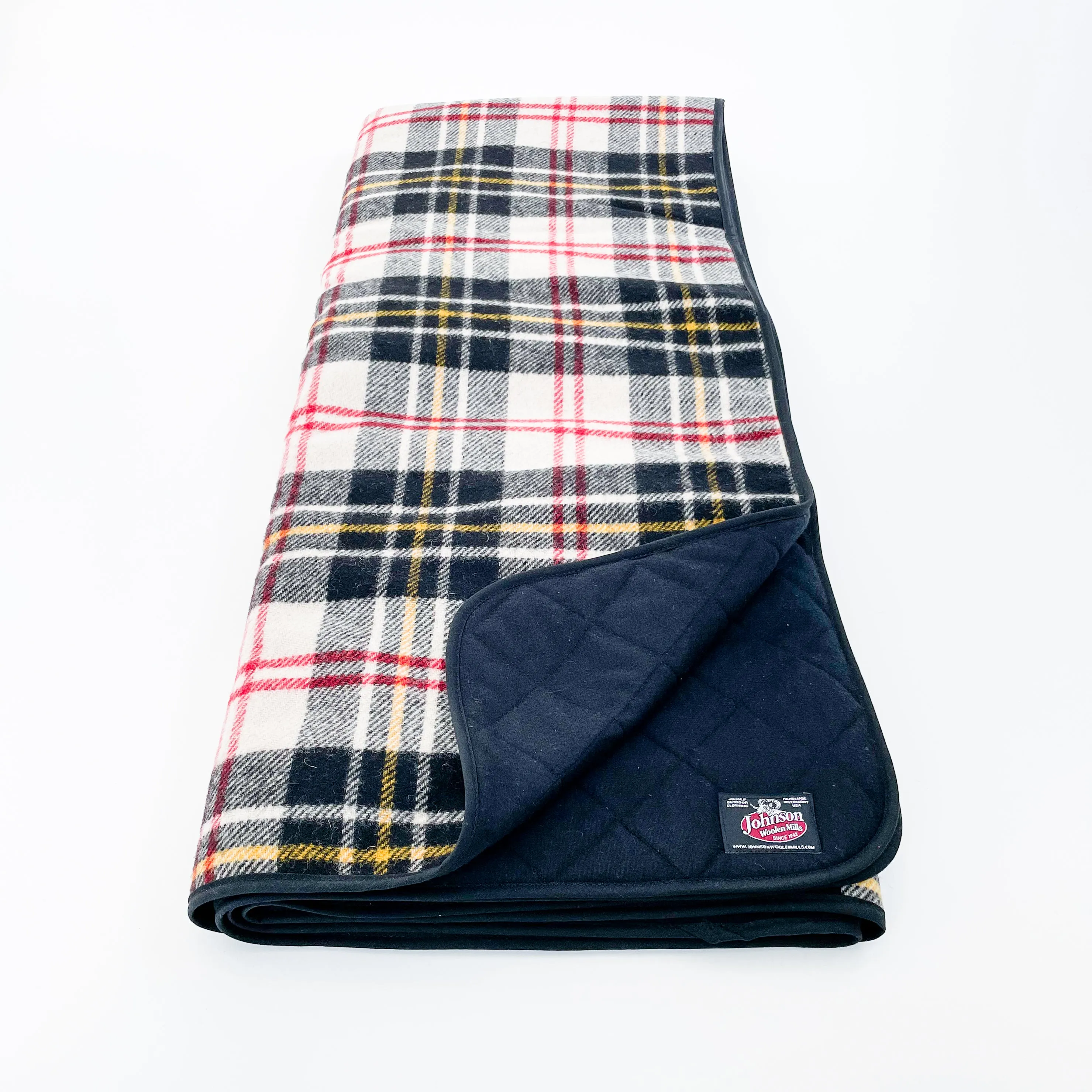 Wilderness Wool Throw Blanket - 85 - Black White Yellow Red Plaid