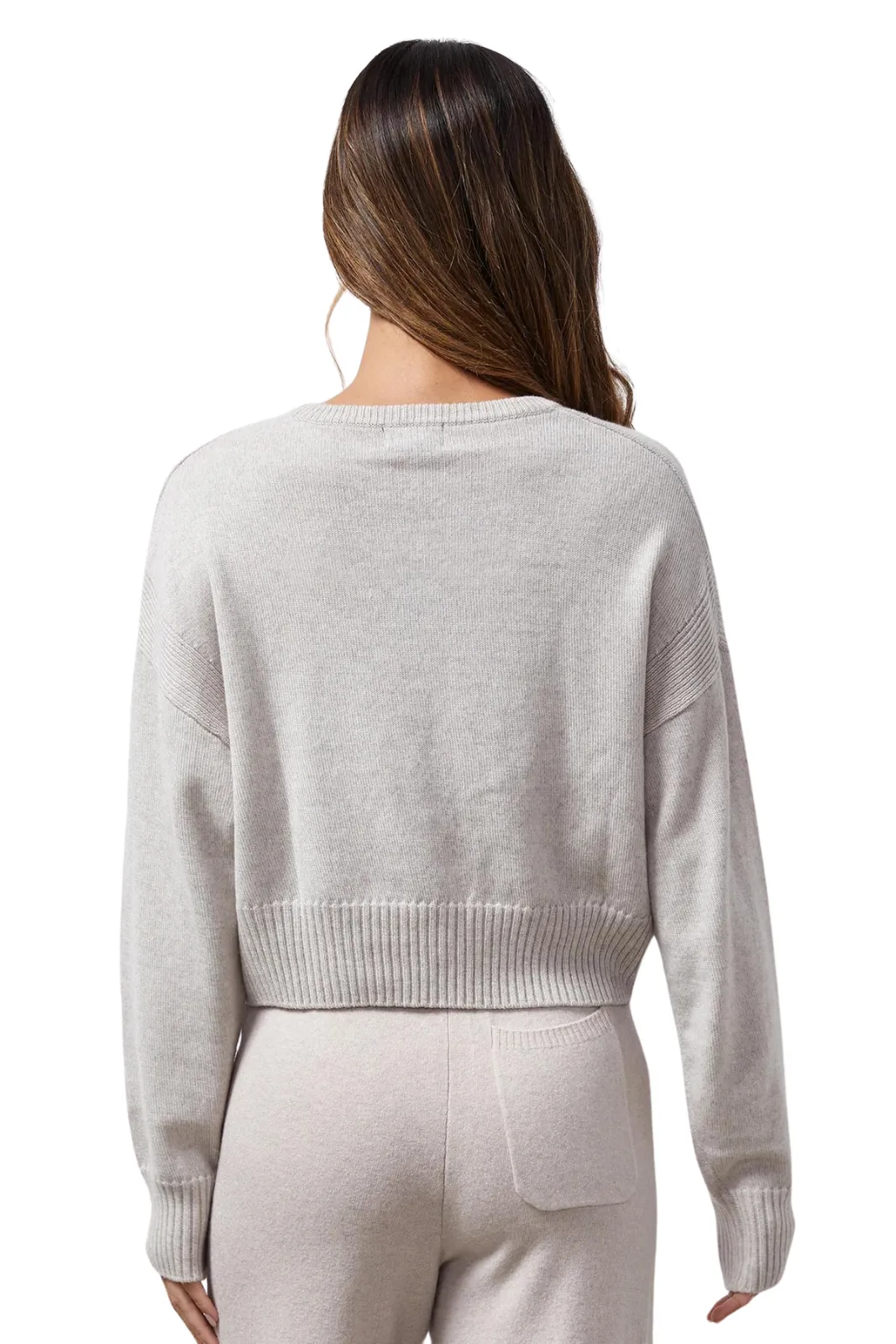 Wool Cashmere Crew Neck Sweater, Oatmeal