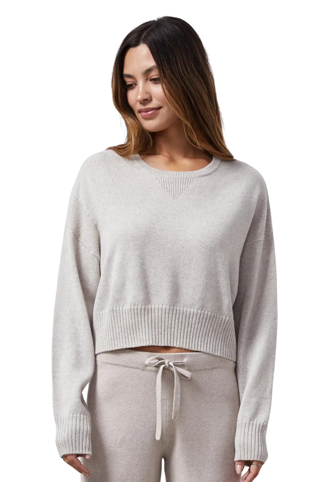 Wool Cashmere Crew Neck Sweater, Oatmeal