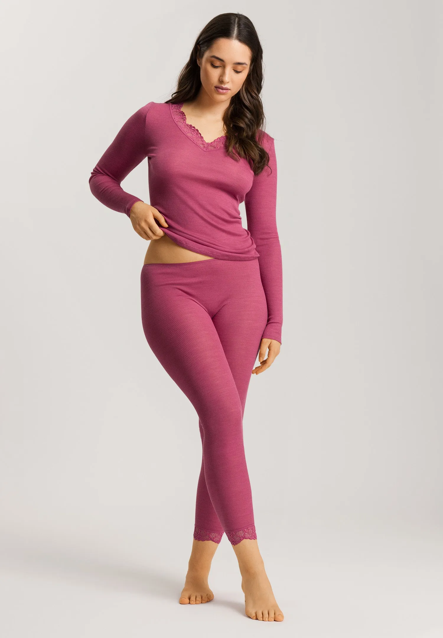 Woolen Lace Leggings | Rose Wine 70910-2414